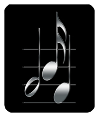 DF35-382-SL-BK Silver Music Notes Black